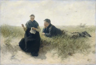 Niño y niña en las dunas
