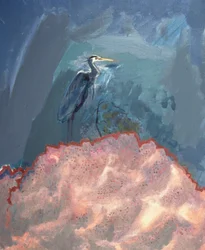 Garza azul (óleo sobre lienzo)