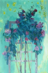 Enrejado de rosas (óleo sobre lienzo)