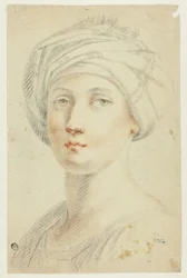 Retrato Busto de Mujer joven con turbante