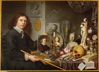 Vanitas, Autorretrato de David Bailly (óleo sobre madera)