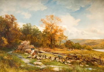 Valla de marea en el río Conwy en Bachlediog, 1891