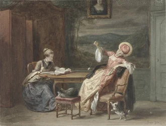 Dos mujeres jóvenes en una mesa