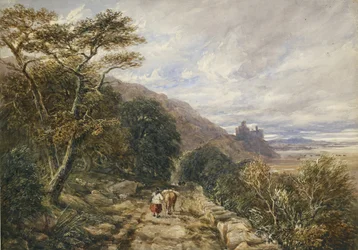 Camino rural hacia el castillo de Harlech, 1842