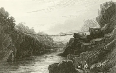 Puente de cuerda de hierba en Teree, Gurwall