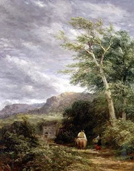 Paisaje galés con un molino de agua