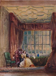 El interior de la galería larga, Haddon Hall, Derbyshire, 1833