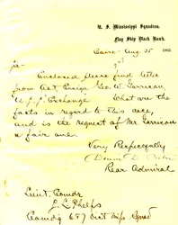 Carta de David D. Porter, USS Black Hawk, Cairo, Illinois, a Seth Ledyard Phelps, 25 de agosto de 1863