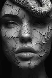Rostro agrietado con serpiente