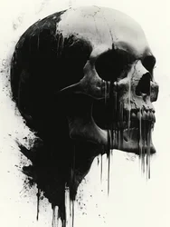 Calavera oscura y chorreante