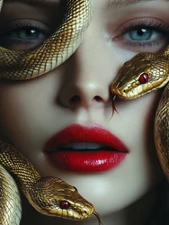 Serpientes doradas, labios rojos