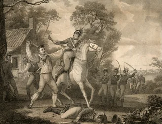 La Valiente Acción de Peter Francisco con Nueve de la Caballería de Tarleton a la vista de una Tropa de Cuatrocientos Hombres, pub. 1814