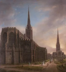 Iglesias de San Miguel y la Santísima Trinidad, desde el Noreste, Coventry, 1849