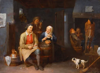 El interior de una posada con campesinos fumando, 1647