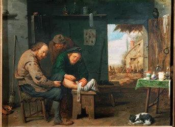 "El barbero-cirujano" (óleo sobre madera)