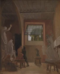 El escultor Jens Adolph Jerichau en su estudio en Roma