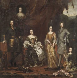 El rey Carlos XI de Suecia con su familia
