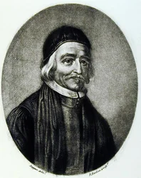 Retrato del Dr. Thomas Bailey, grabado por Richard Earlom (1743-1822) de Personajes Ilustres en la Historia Británica (mezzotinta)