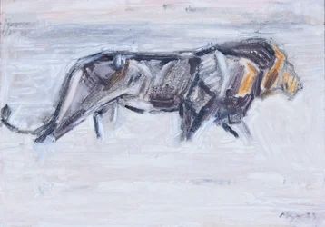 León al atardecer, 2023 (óleo sobre lienzo)