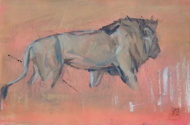 León macho 2021 (óleo sobre tabla)