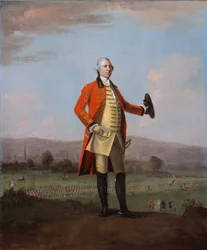 Sir Armine Wodehouse, MP, en una revisión de su regimiento cerca de Norwich, circa 1759