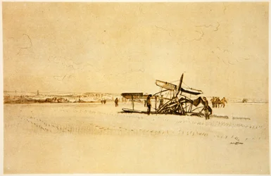 Un avión destrozado cerca de Albert, ilustración de "The Western Front", pub. by Country Life Ltd