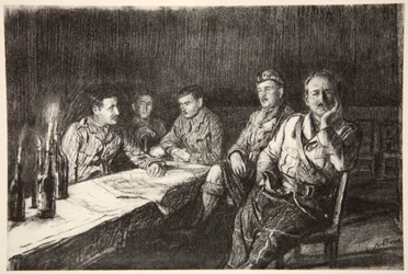 Comedor de oficiales Gordon Highlander, ilustración de "The Western Front", pub. by Country Life Ltd