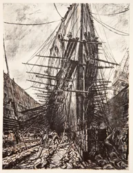 HMS Lion en dique seco, ilustración de "The Western Front", pub. by Country Life Ltd
