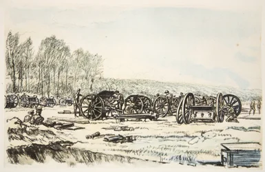 Hombres de la RFA limpiando sus armas, ilustración de 