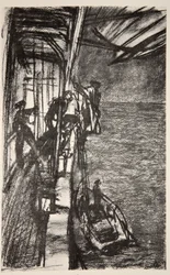 Off Havre: llevando al piloto a bordo de un barco hospital, ilustración de 