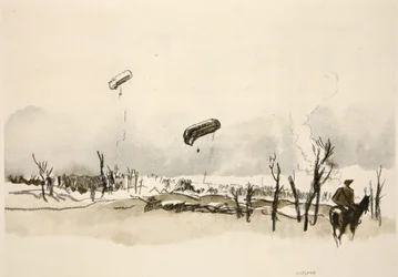 En el Somme: Globos de salchichas, ilustración de 