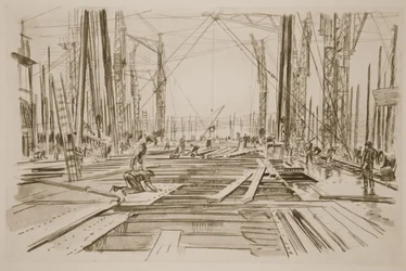 En la cubierta de un gran barco, ilustración de 