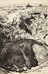 La fosa de la Granja Mouquet, ilustración de "The Western Front", pub. by Country Life Ltd