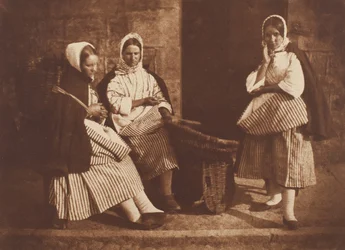 Sra. Logan y Dos Mujeres Desconocidas, Newhaven, 1843-47, impreso c. 1916. Creadores: David Octavius Hill, Robert Adamson, Hill & Adamson