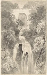 Vista de una cascada (recto); Estudio de paisaje (verso)