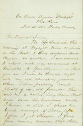 Carta de D. P. Grier, a bordo del Steamer Starlight, Río Ohio, a Anna McKinney, 21 de noviembre de 1862