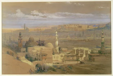 Vista de El Cairo (acuarela y gouache)