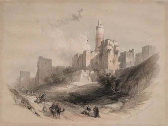 Ciudadela de Jerusalén, sin las murallas, Torre de David, 1839