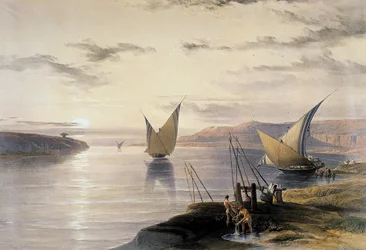 David Roberts (1796-1864) Artista británico (escocés). Barcos en el Nilo