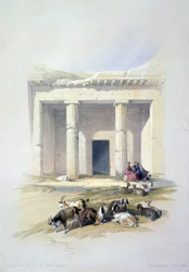 Entrada a las cuevas de Beni Hasan: Antiguo cementerio egipcio utilizado principalmente durante el Reino Medio, siglos XXI-XVII a.C. Por David Roberts (1796-1864) Artista y orientalista escocés