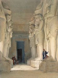 Templo excavado de Gyrshe, Nubia, siglo XIX