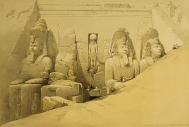 Elevación frontal del Gran Templo de Abu Simbel, Nubia, lámina 44 del volumen II de 
