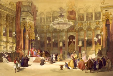 Iglesia griega del Santo Sepulcro, Jerusalén, 11 de abril de 1839. Litografía
