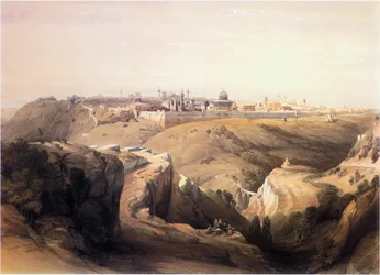 En Tierra Santa: Jerusalén, desde el camino de Betania (grabado)