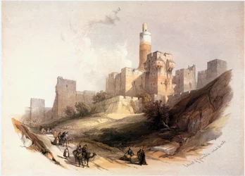 En Tierra Santa: Jerusalén, la Ciudadela con la Torre de David (grabado)