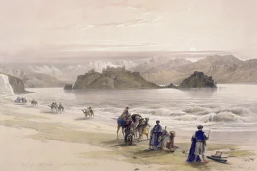 Isla de Graie, Golfo de Akabah, Arabia Petraea, 27 de febrero de 1839, lámina 108 del Volumen III de 