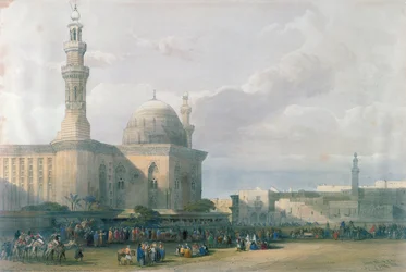 Mezquita del Sultán Hasan desde la Gran Plaza de Rumeyleh, El Cairo, de Egipto y Nubia, Vol.3