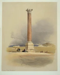 Columna de Pompeyo en Alejandría (acuarela)
