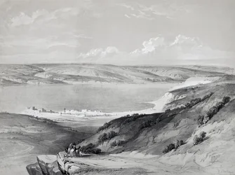 Mar de Galilea, del Viaje a Tierra Santa, litografía de David Roberts