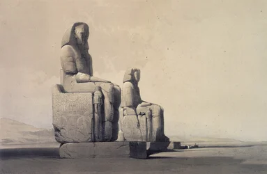 Estatuas en Tebas, Egipto, c1845 (litografía)
